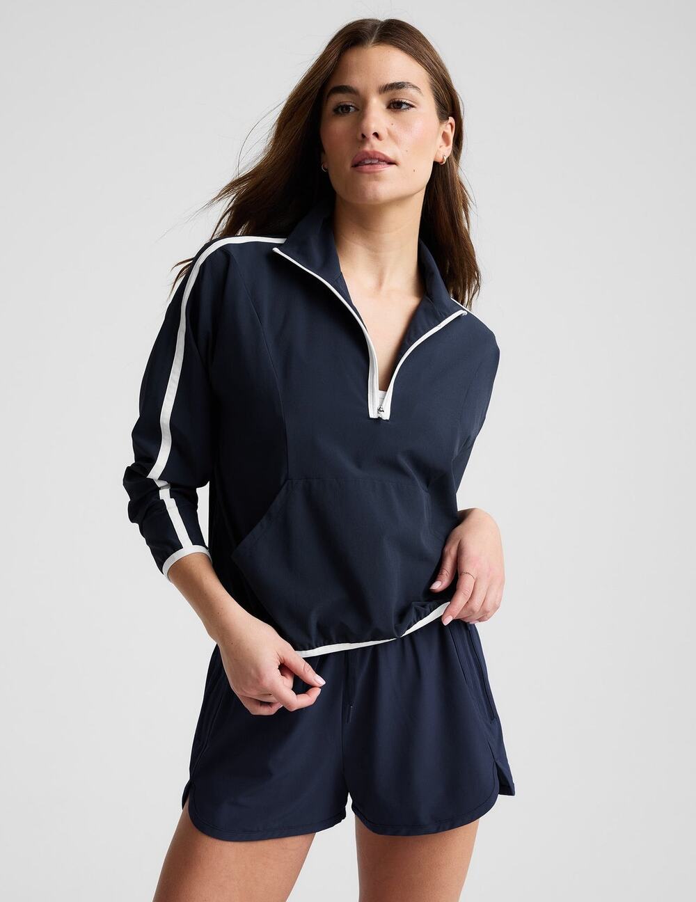 Beyond Yoga Stretch Woven Course Contrast Half Zip Pullover Jacket WOMENS XS